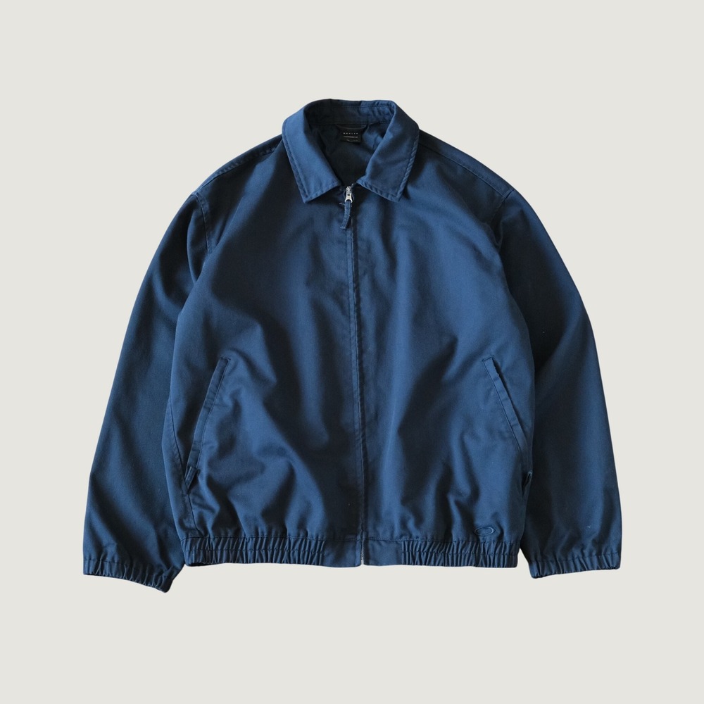 Oakley Cotton Coach Jacket Performance Fit Navy Blue Zip Front Collared Large L